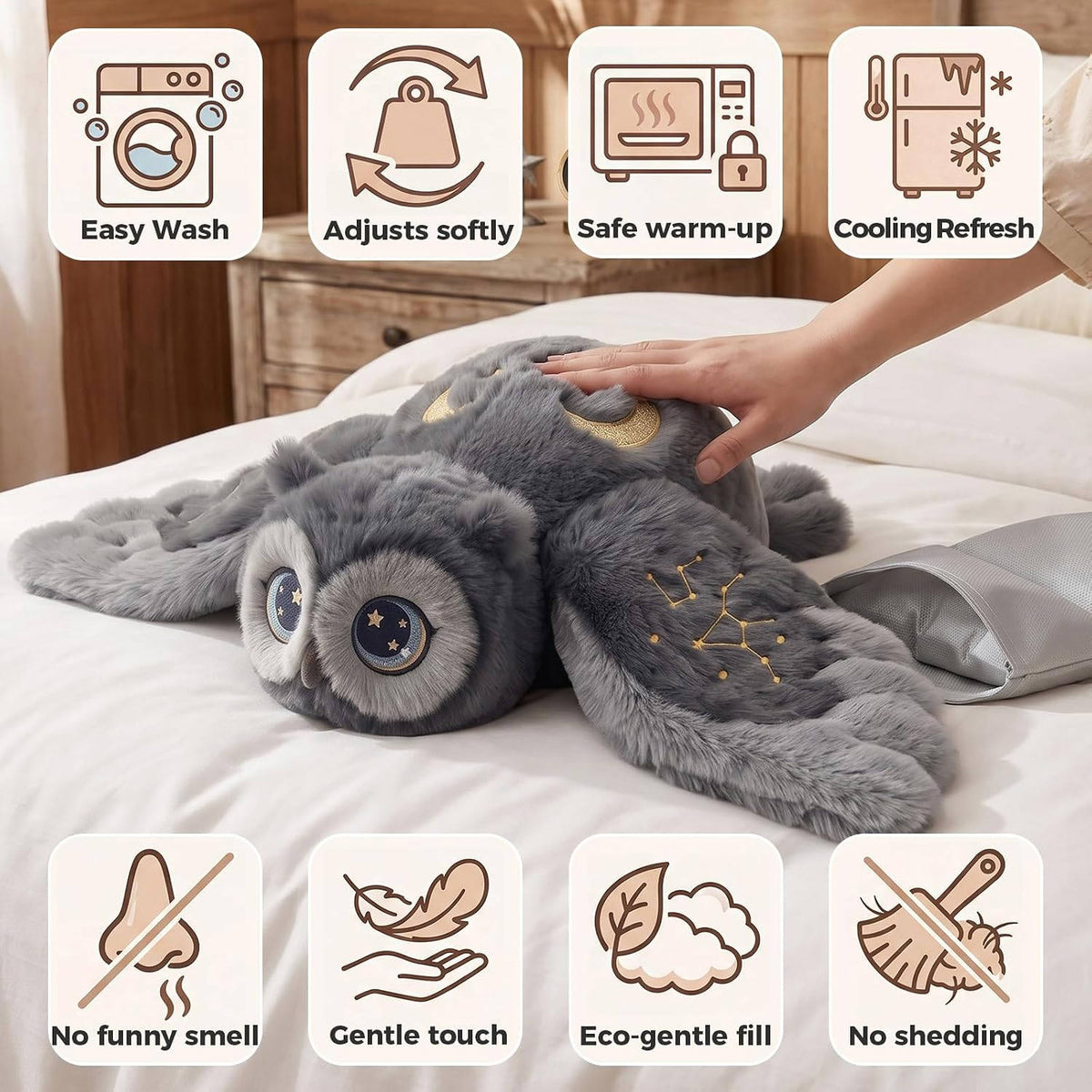MeWaii® Owl Weighted Stuffed Animal with Microwavable Heating Pad 2026