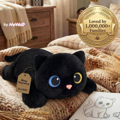 MeWaii® Black Cat Weighted Stuffed Animal with Microwavable Heating Pad