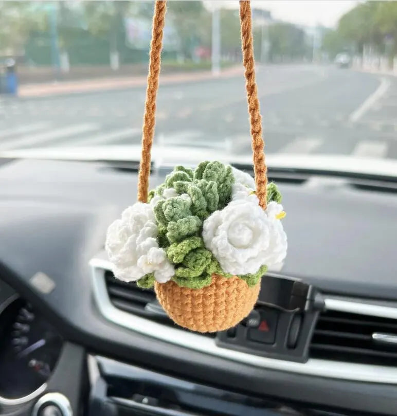 MeWaii® Handmade Crochet Flowers and Potted Plants Car Hanging