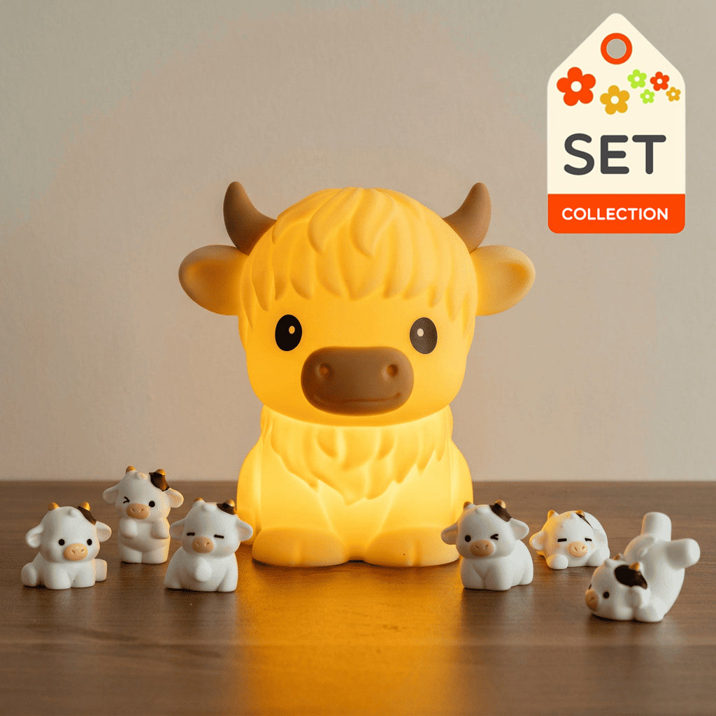Veilleuse LED en silicone souple en forme de vache des Highlands - Cadeau idéal pour les enfants et les filles