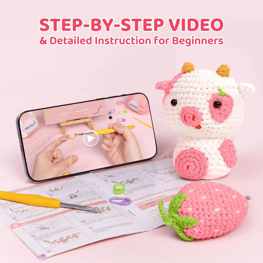 MeWaii®Crochet Kitten Crochet Kit for Beginners with Easy Peasy Yarn