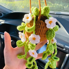 MeWaii® Handmade Crochet Flowers and Potted Plants Car Hanging