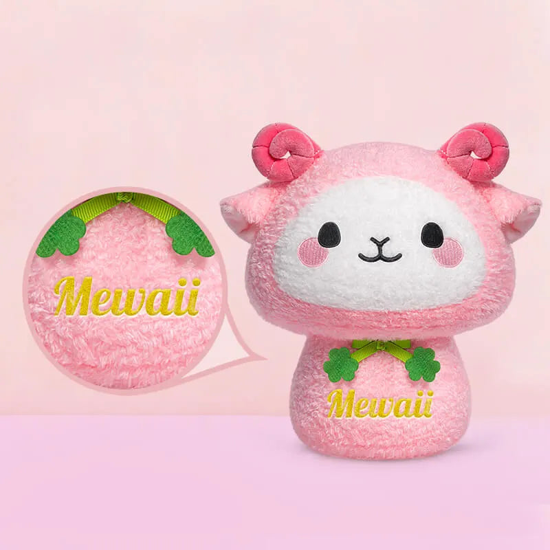 MeWaii® Mushroom Family Pink Sheep Kawaii Plush Pillow Squish Toy