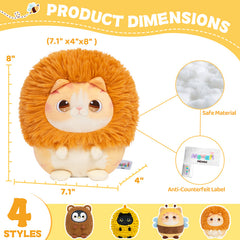 MeWaii® Stuffed Animal Kawaii Kitten with Lion Cat Plush Pillow Squishy Toy With Hoodie