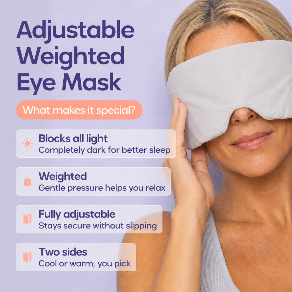 Adjustable weighted eye mask key features