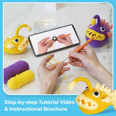 MeWaii® Crochet 2pcs Monkfish Crochet Kit For Beginners With Easy Peasy Yarn