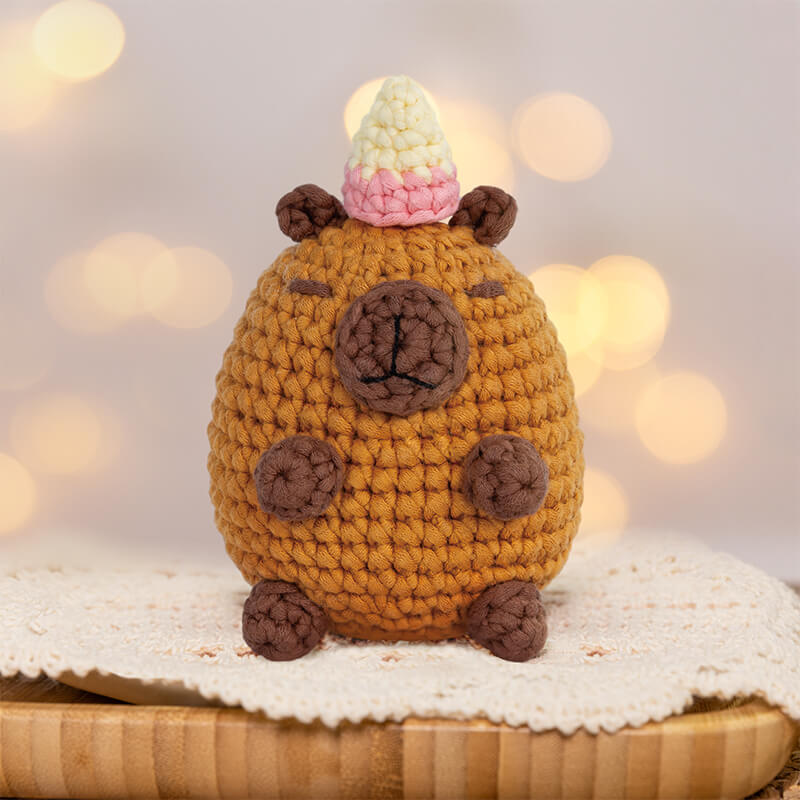 MeWaii® Crochet Egg Shaped Capybara Crochet Kit for Beginners with Easy Peasy Yarn