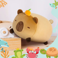 MeWaii® Fluffffy Family Tangerine Kawaii Capybara Plush Stuffed Animal Cute Plush Pillow Squishy Toy