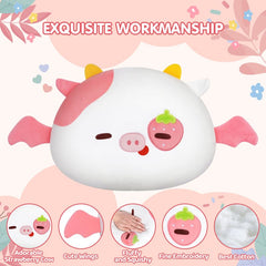 MeWaii®  Throw Pillow Cushion Family Strawberry Cow Stuffed Animal Kawaii Plush Body Squishy Pillow