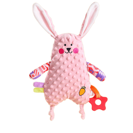 Baby Lovey Security blanket with Teether – Ultra-Soft Polyester Cotton, Safe Chew, Anti-Shed & Washable