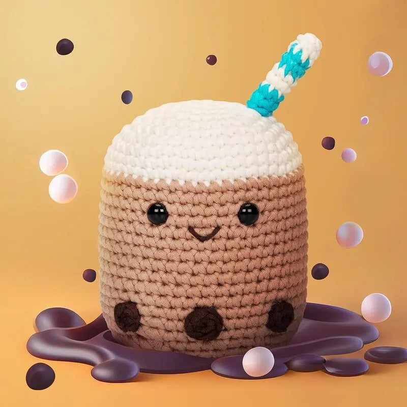 MeWaii® Crochet Boba Crochet Kit for Beginners with Easy Peasy Yarn