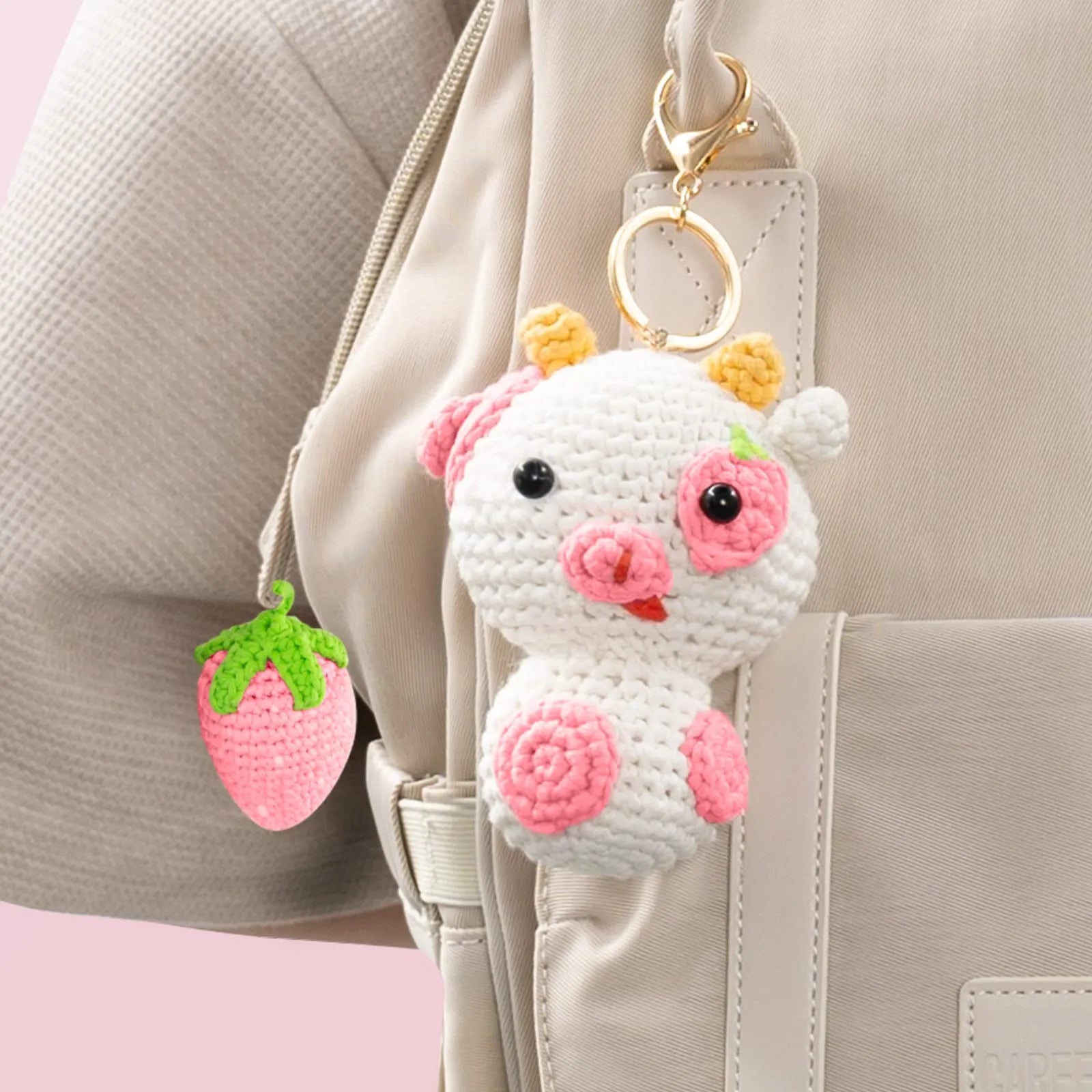 MeWaii® Crochet Strawberry Cow Crochet Kit for Beginners with Easy Peasy Yarn