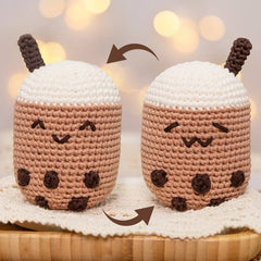 MeWaii® Crochet Reversible Smile Boba Crochet Kit For Beginners With Easy Peasy Yarn