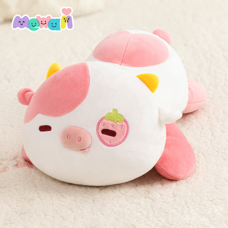 MeWaii® Cute Animal  Strawberry Cow Plush Pillow Kawaii Plushies Stuffed Toys Squishy Plushies Cuddle Body Pillow