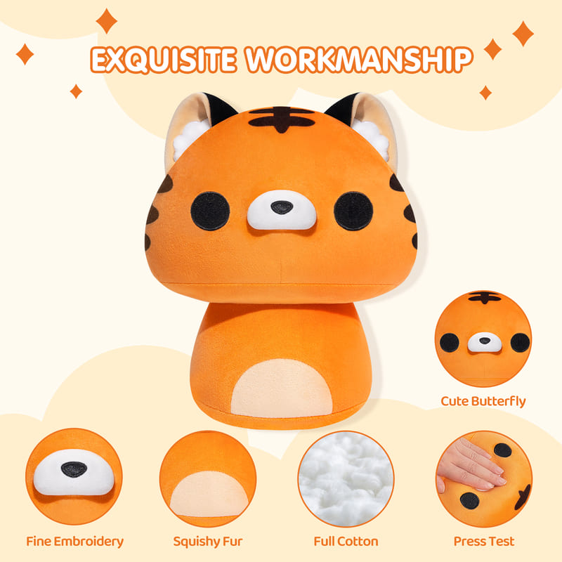MeWaii® Mushroom Family Tiger Kawaii Plush Pillow Squish Toy
