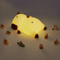 Atmendes Capybara, schlafendes, matschiges Silikon, Begleiter mit Sound, LED-Nachtlicht, perfektes Geschenk