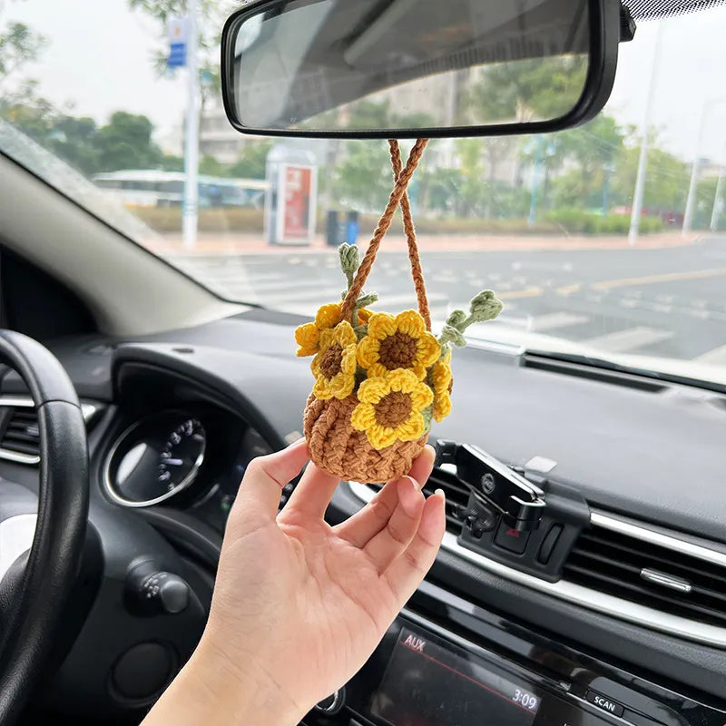 MeWaii® Handmade Crochet Flowers and Potted Plants Car Hanging