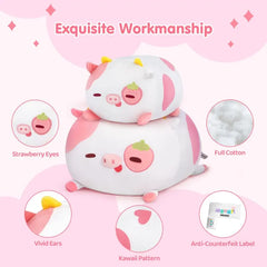 MeWaii® Fluffffy Family Berry Cow Stuffed Animal Kawaii Plush Pillow Squishy Toy