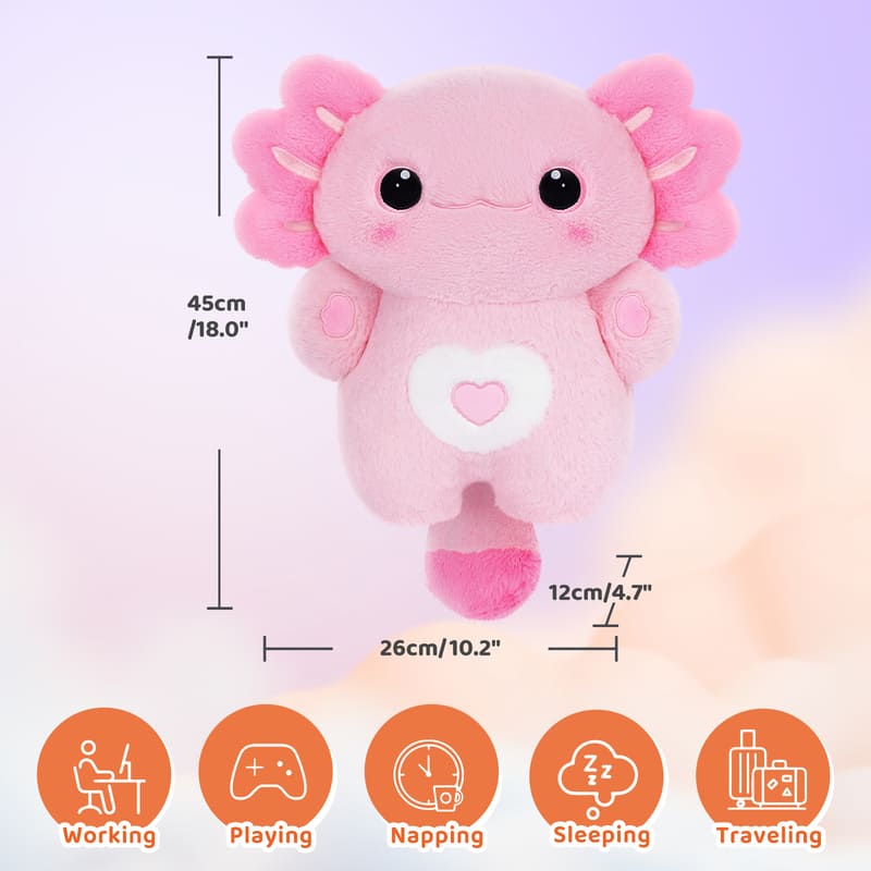 MeWaii® Squishy Loving Axolotl Pink Plush Kawaii Pillow Plush Toy