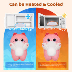 MeWaii® Heating Family Pink Cat Kawaii Stuffed Animal Unscented Microwavable Warmable Heating Pad Plush Toy
