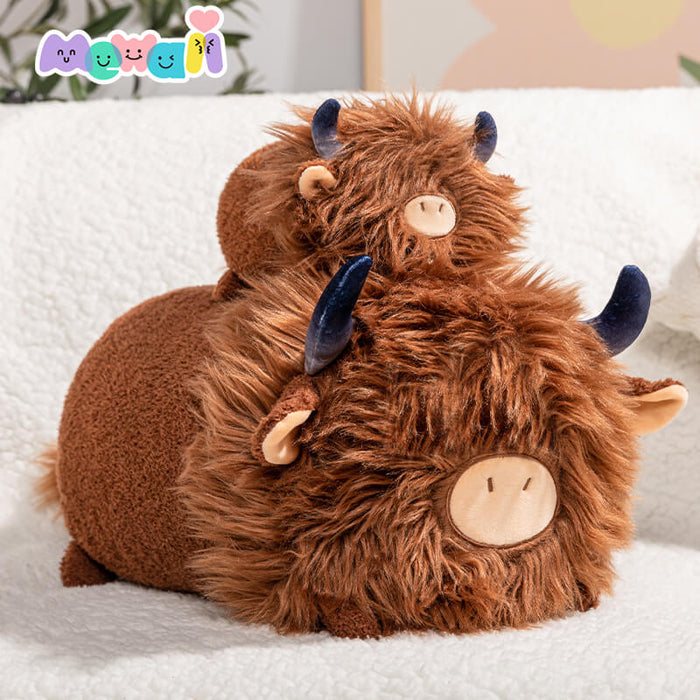 MeWaii® Fluffffy Family Highland Cow Stuffed Animal Kawaii Plush Toy Pillow Squishy Toy