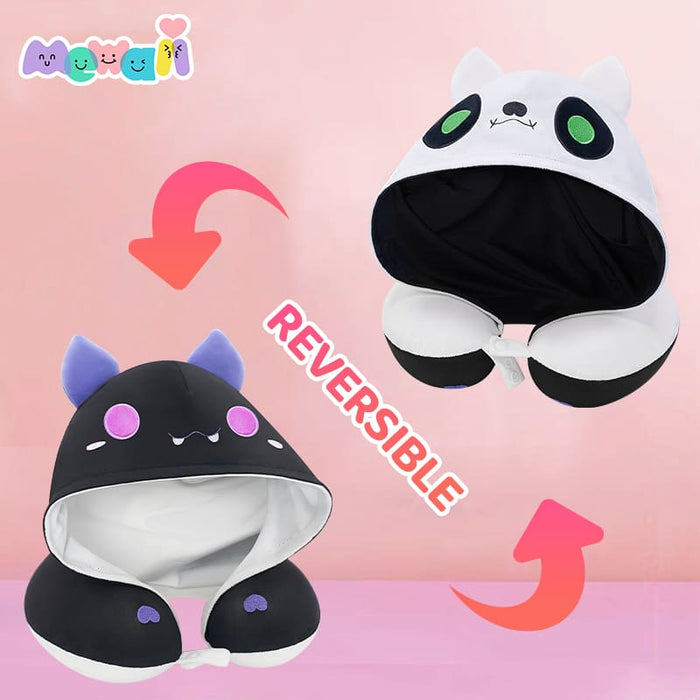 MeWaii® Flip Pillow Black White Bat Reversible Throw Pillow Neck Pillow Kawaii Plush Pillow Squish Toy