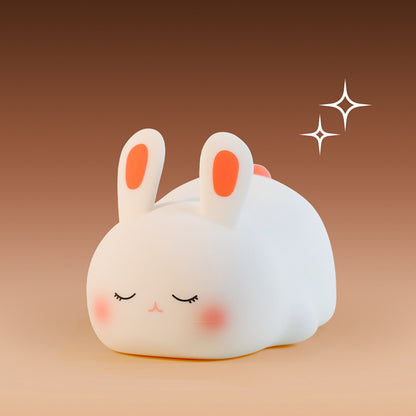 Squishy Silicone Cute Lying Bunny LED Night Light - Perfect Gift for Kids and Girls