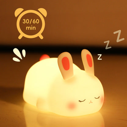Squishy Silicone Cute Lying Bunny LED Night Light - Perfect Gift for Kids and Girls