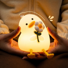 Squishy Silikon-Entenblumen-LED-Nachtlicht – perfektes Geschenk für Kinder und Mädchen