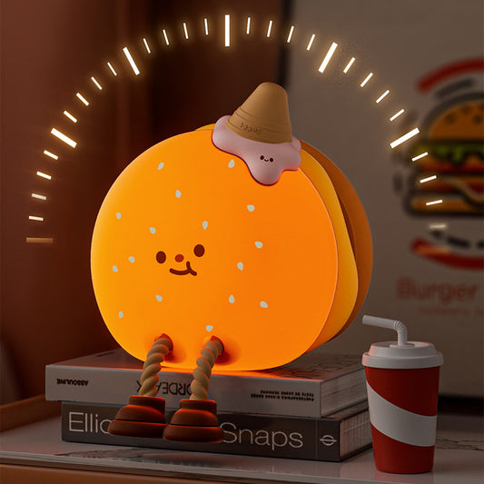 Squishy Silicone Hamburger LED Night Light - Perfect Gift for Kids and Girls