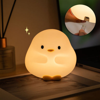 Veilleuse LED en forme de canard douillet en silicone - Cadeau idéal pour bébé et fille