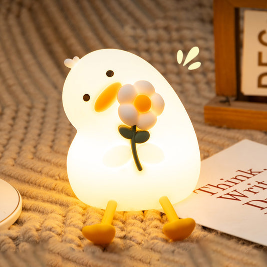 Squishy Silicone Duck Flower LED Night Light - Perfect Gift for Kids and Girls