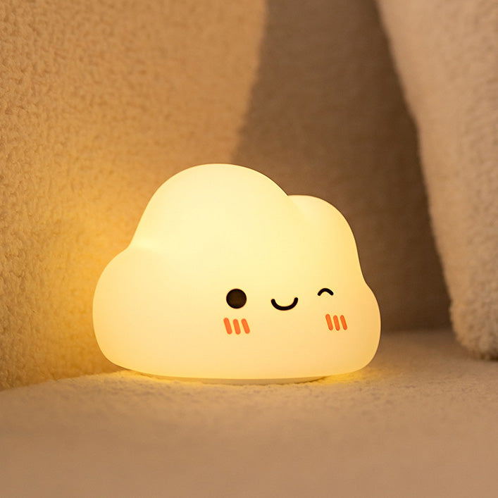 Veilleuse LED en silicone souple en forme de nuages souriants – Cadeau idéal pour les enfants et les filles