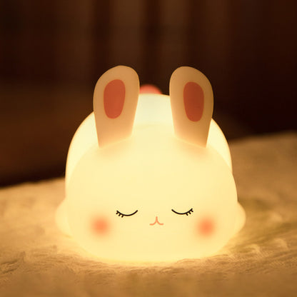 Squishy Silicone Cute Lying Bunny LED Night Light - Perfect Gift for Kids and Girls