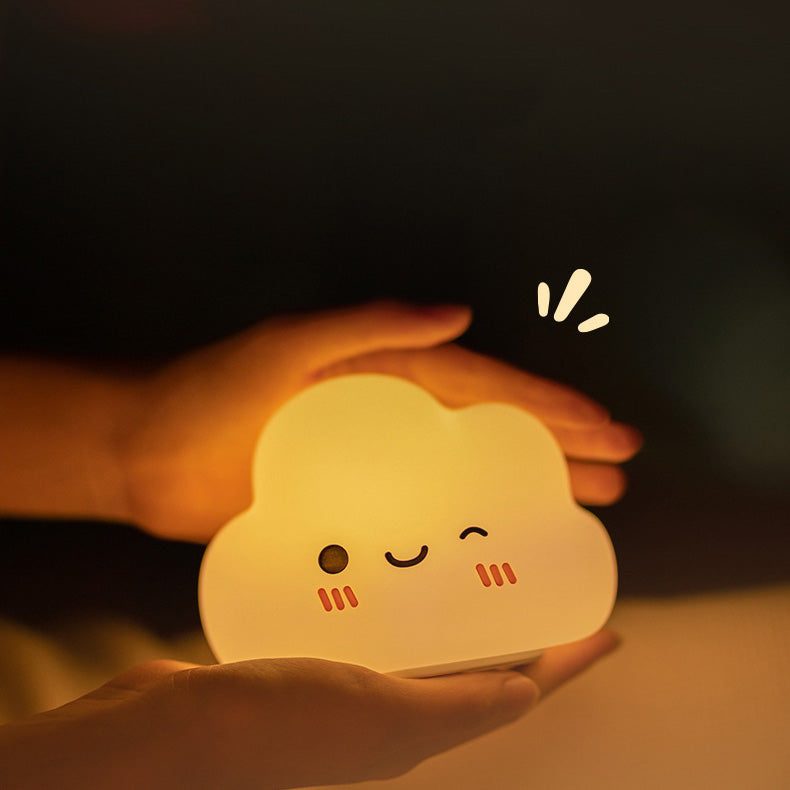 Veilleuse LED en silicone souple en forme de nuages souriants – Cadeau idéal pour les enfants et les filles