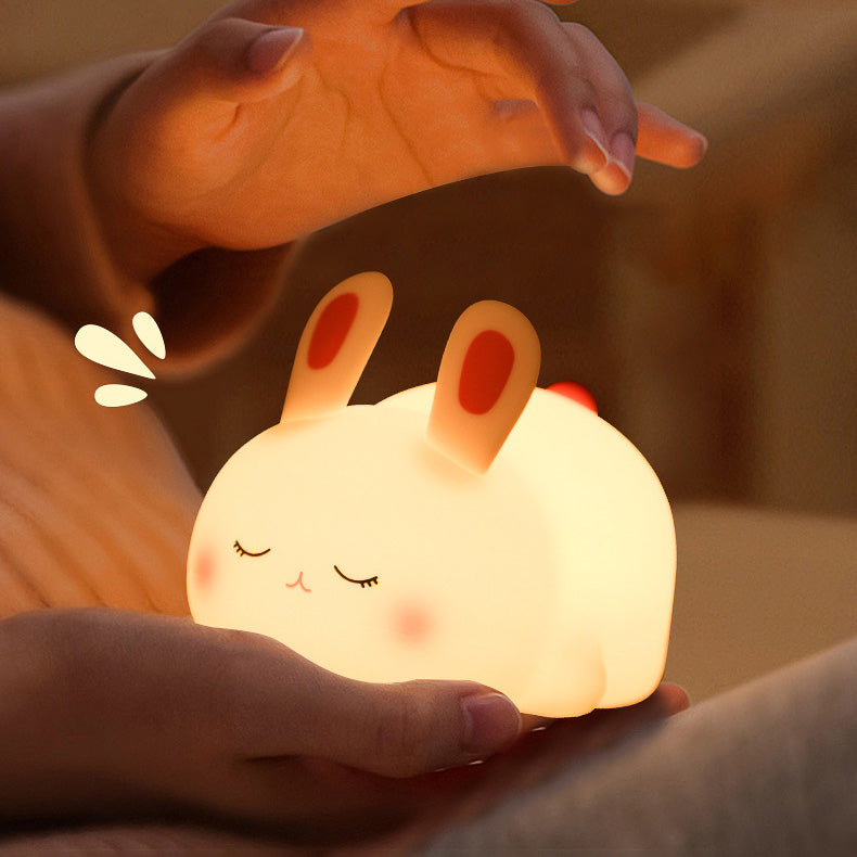 Squishy Silicone Cute Lying Bunny LED Night Light - Perfect Gift for Kids and Girls