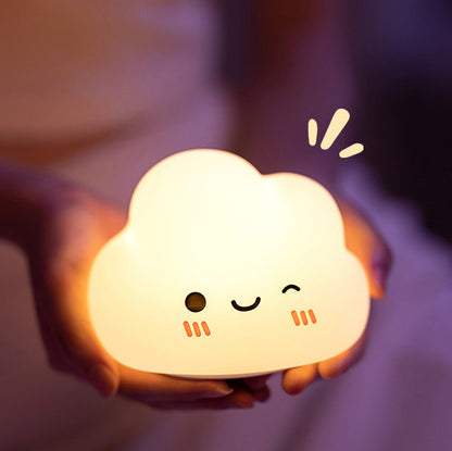 Veilleuse LED en silicone souple en forme de nuages souriants – Cadeau idéal pour les enfants et les filles