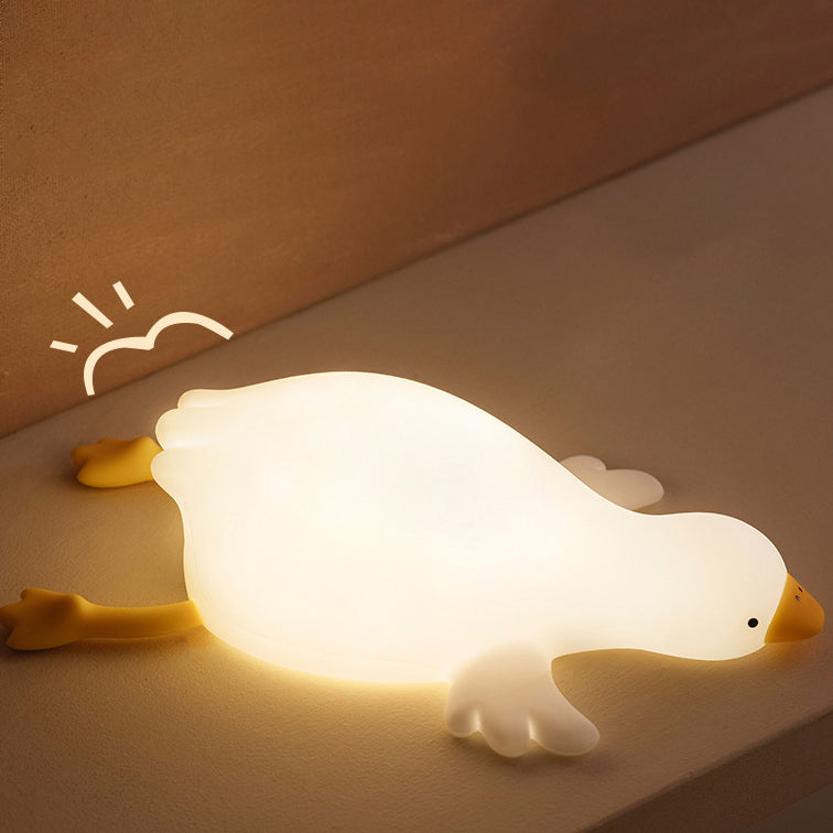 Veilleuse LED en silicone souple en forme d'oie blanche - Cadeau idéal pour les enfants et les filles