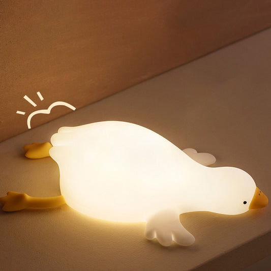 Squishy Silikon Big White Goose LED-Nachtlicht - Perfektes Geschenk für Kinder und Mädchen