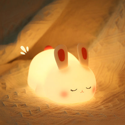 Squishy Silicone Cute Lying Bunny LED Night Light - Perfect Gift for Kids and Girls