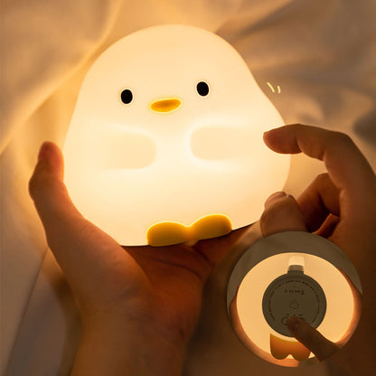 Veilleuse LED en forme de canard douillet en silicone - Cadeau idéal pour bébé et fille
