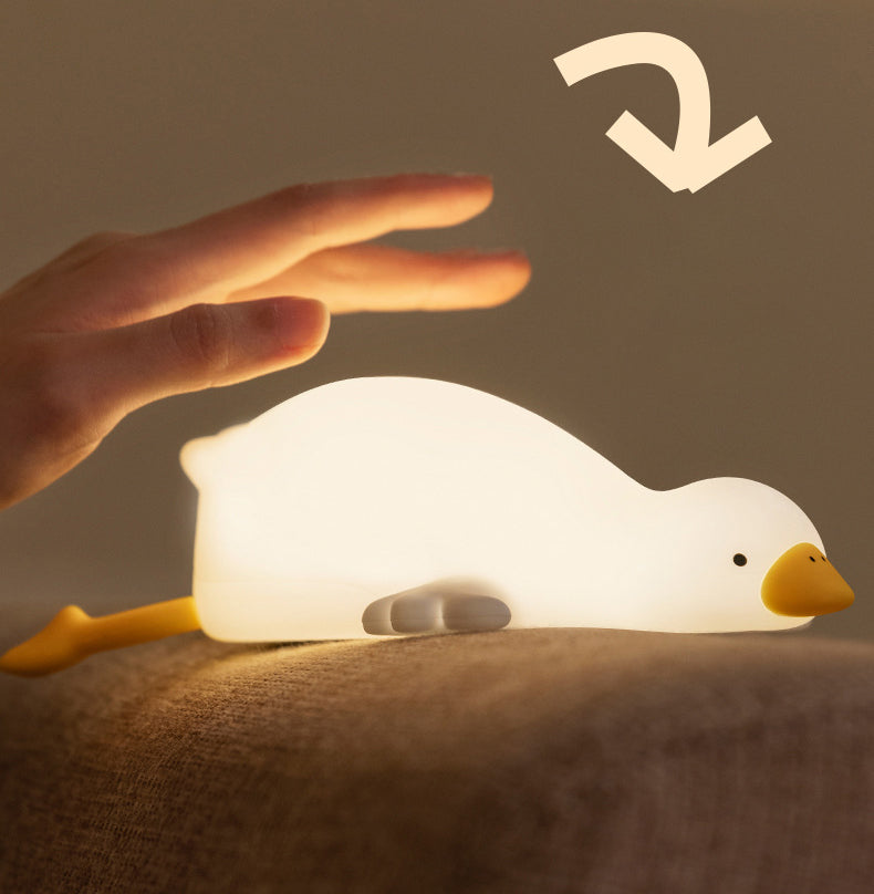 Veilleuse LED en silicone souple en forme d'oie blanche - Cadeau idéal pour les enfants et les filles