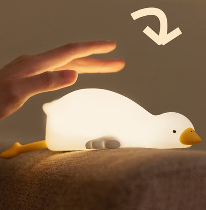 Veilleuse LED en silicone souple en forme d'oie blanche - Cadeau idéal pour les enfants et les filles