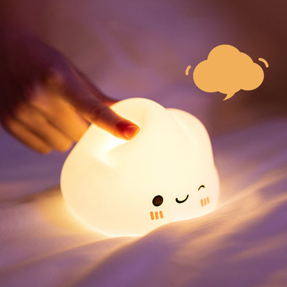 Veilleuse LED en silicone souple en forme de nuages souriants – Cadeau idéal pour les enfants et les filles