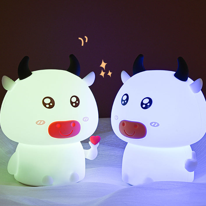 Veilleuse LED en silicone souple en forme de vache - Cadeau idéal pour bébé et fille