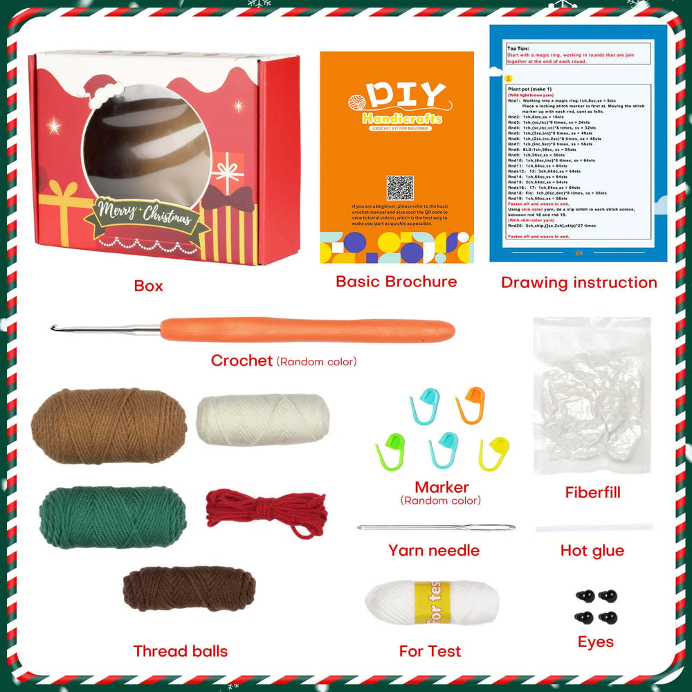 MeWaii® Crochet Kit For Beginners Santa Claus Crochet Kits with Easy Peasy Yarn