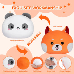 MeWaii® Reversible Plush Red Panda Plush Pillow Stuffed Animals Squishy Throw Reversible Plushies Flip Toys