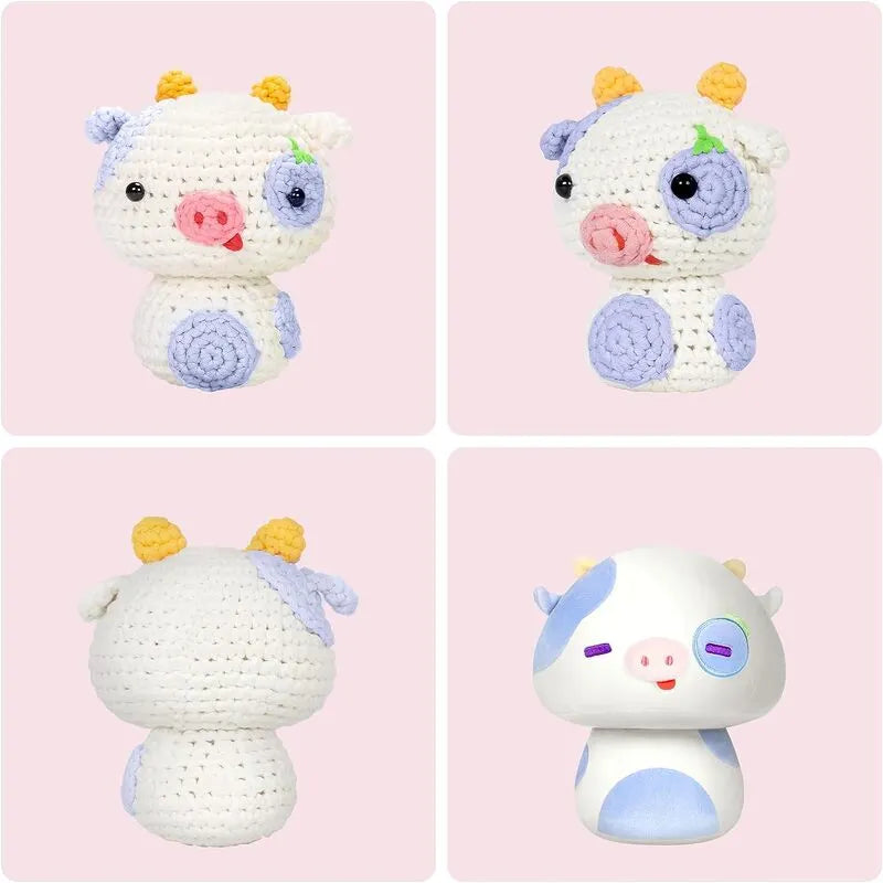 MeWaii® Crochet Blueberry Cow with Sample Plush Crochet Kit for Beginners with Easy Peasy Yarn