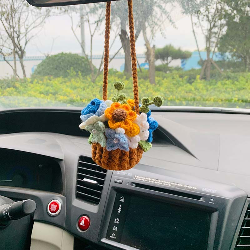 MeWaii® Handmade Crochet Flowers and Potted Plants Car Hanging