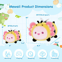 MeWaii® Fluffffy Family Pink Axolotl with Bee Hoodie Stuffed Animal Kawaii Plush Pillow Squishy Toy